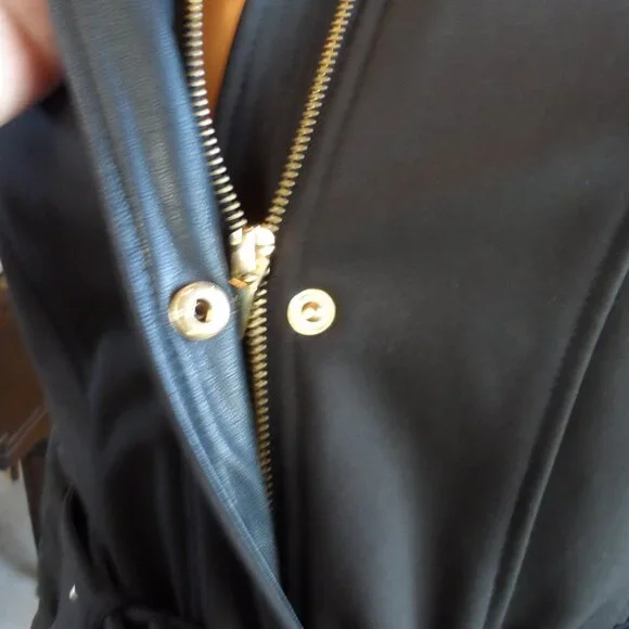 Michael Kors Black Belted Quilted Pea Coat Size PXS - Picture 13 of 16